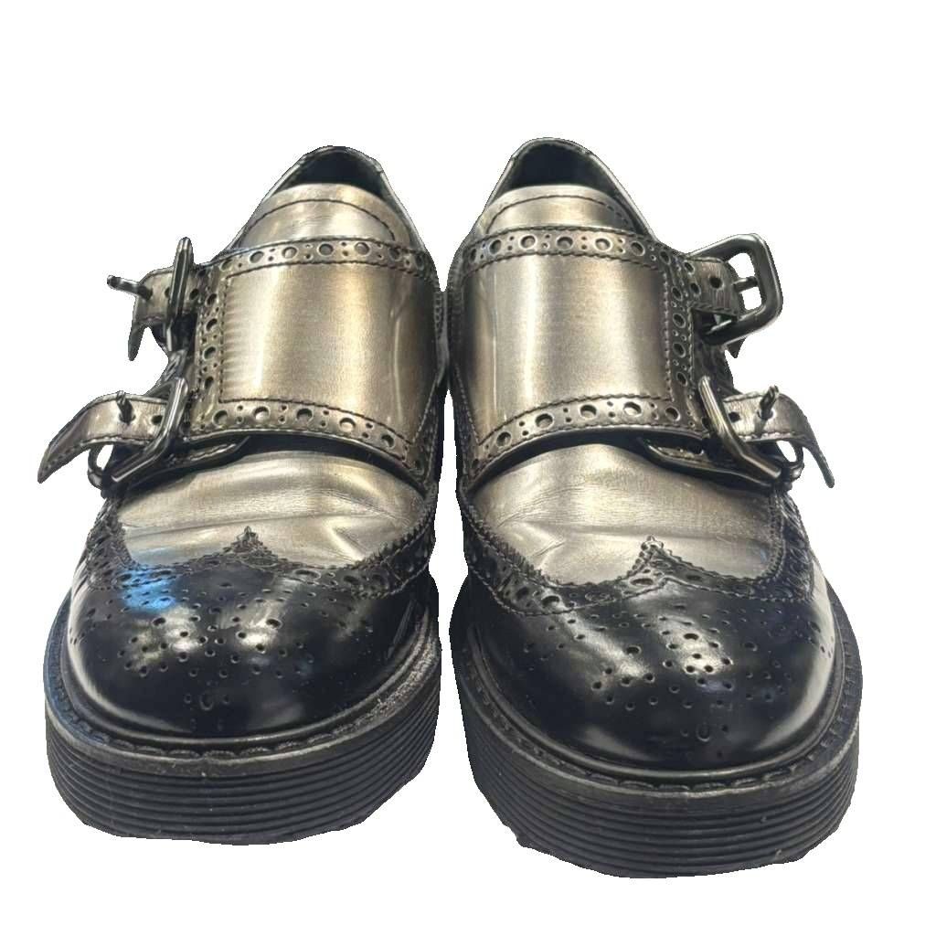 Prada Sport Leather Shoes Monk Strap Wing Tip Bicolor Sneakers 37 Black — view 5