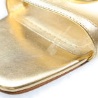 Dior CD Logo Belt Square Toe Heel Strap Sandals Shoes Gold — view 6