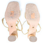 Dior CD Logo Belt Square Toe Heel Strap Sandals Shoes Gold — view 5