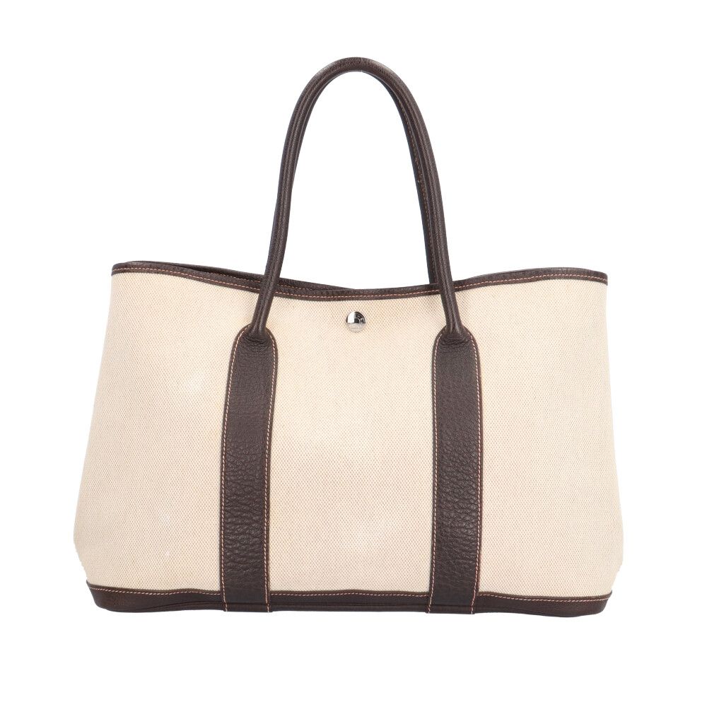 Hermes Garden Party PM Tote Toile Ash Beige Brown — view 3