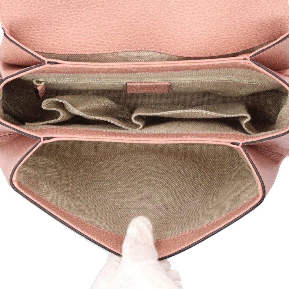 Gucci Interlocking Shoulder Bag Leather Pink G — view 8