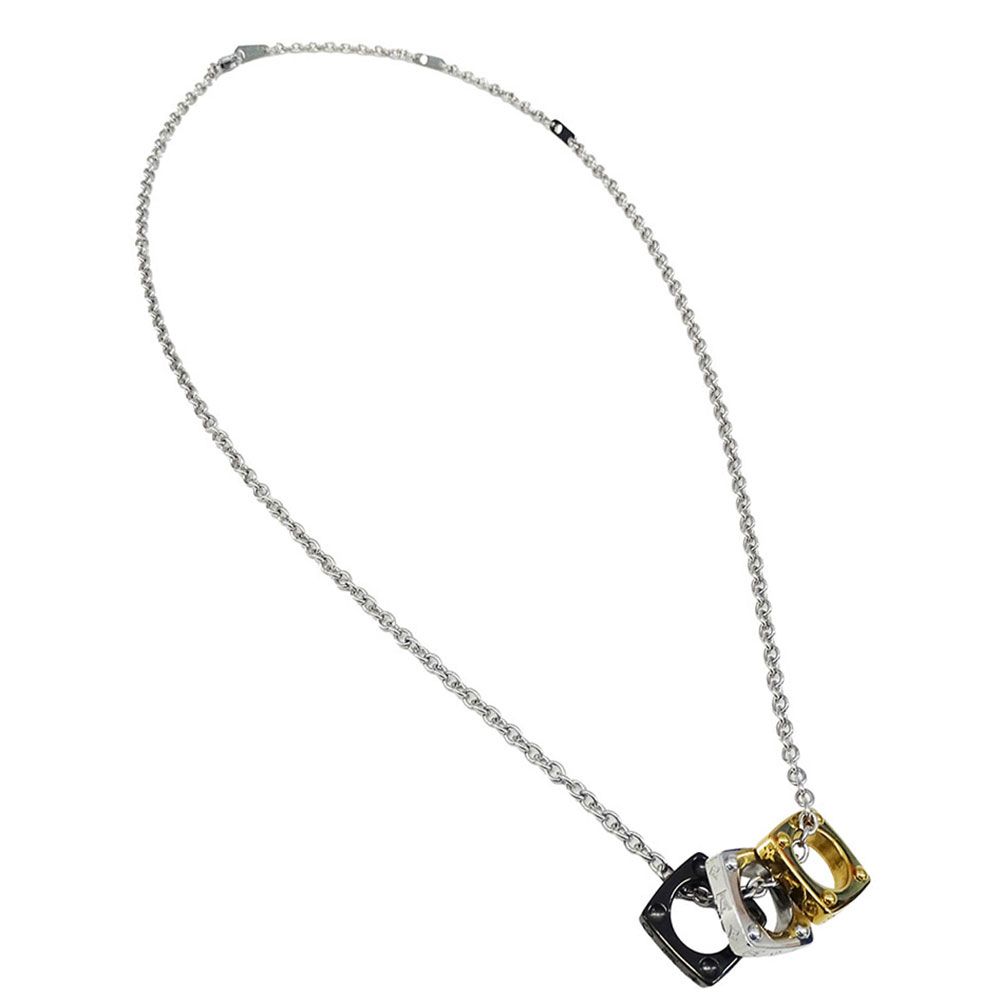 Louis Vuitton Necklace Metal Pendant Monogram Gold Silver — view 3