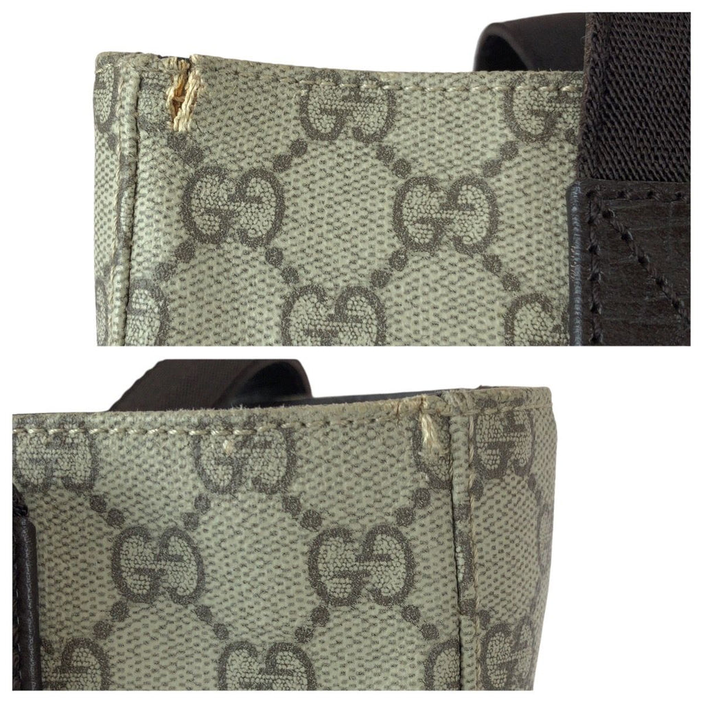 Gucci GG Pattern Khaki Dark Brown Supreme Canvas Leather Tote — view 5