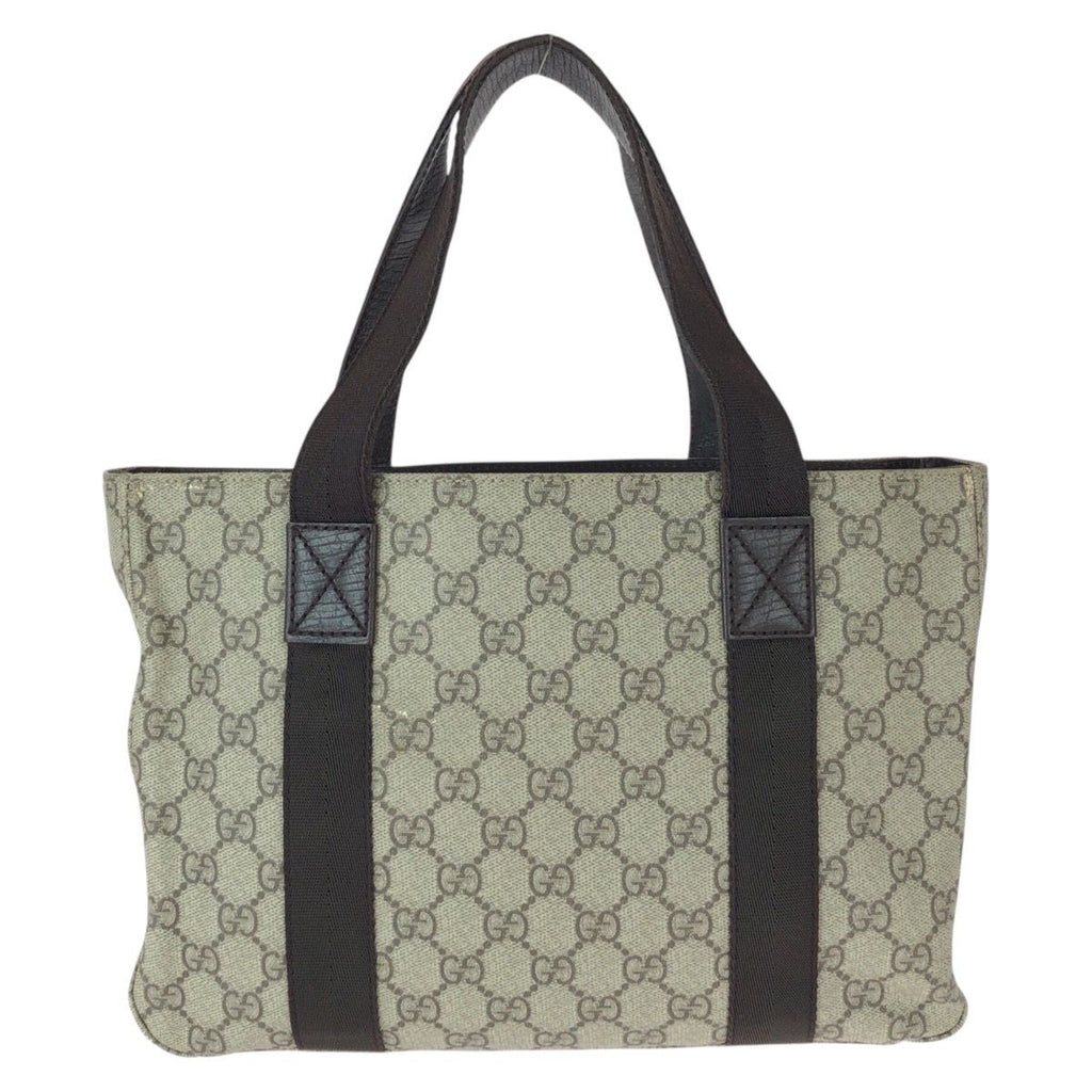 Gucci GG Pattern Khaki Dark Brown Supreme Canvas Leather Tote — view 2