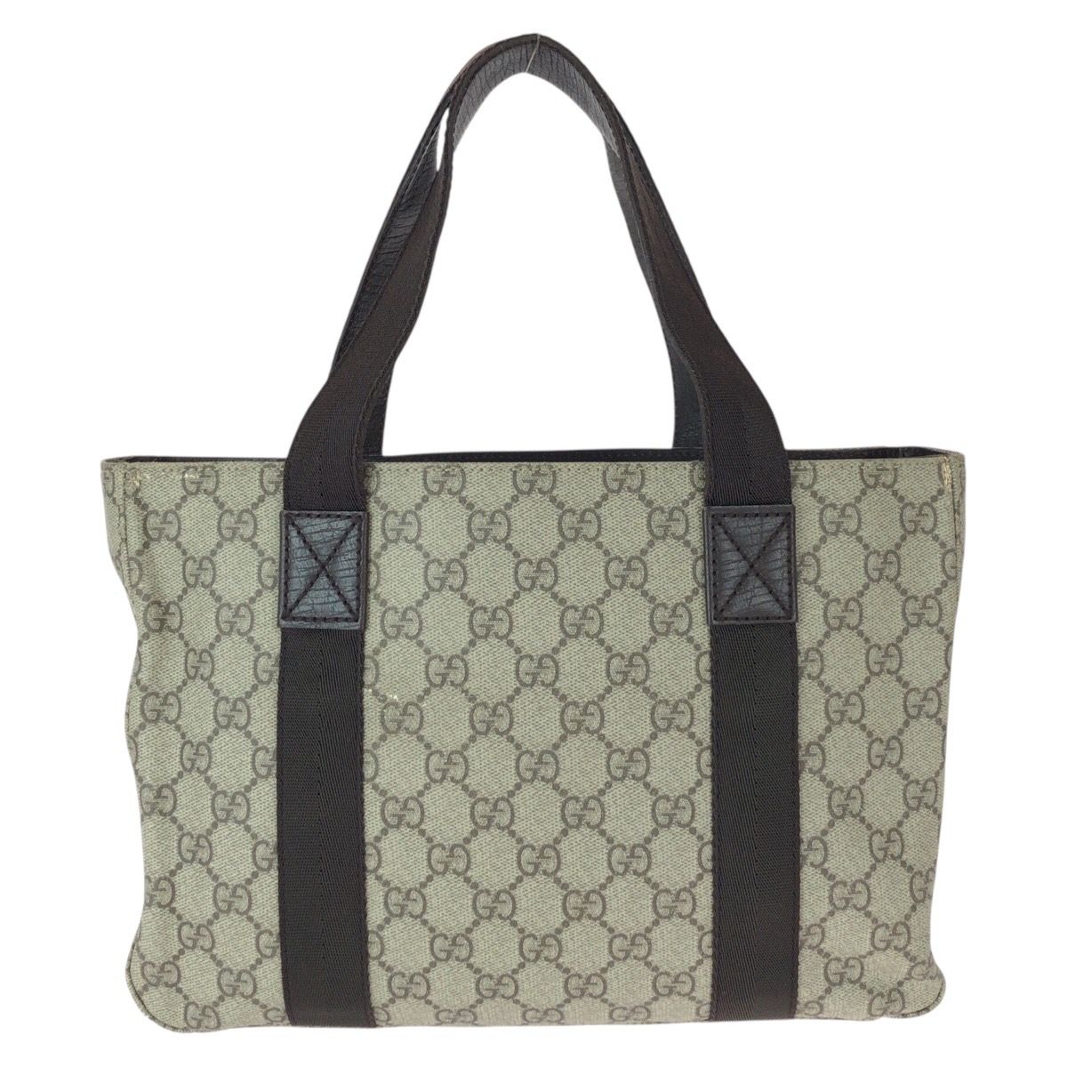 Gucci GG Pattern Khaki Dark Brown Supreme Canvas Leather Tote — view 2