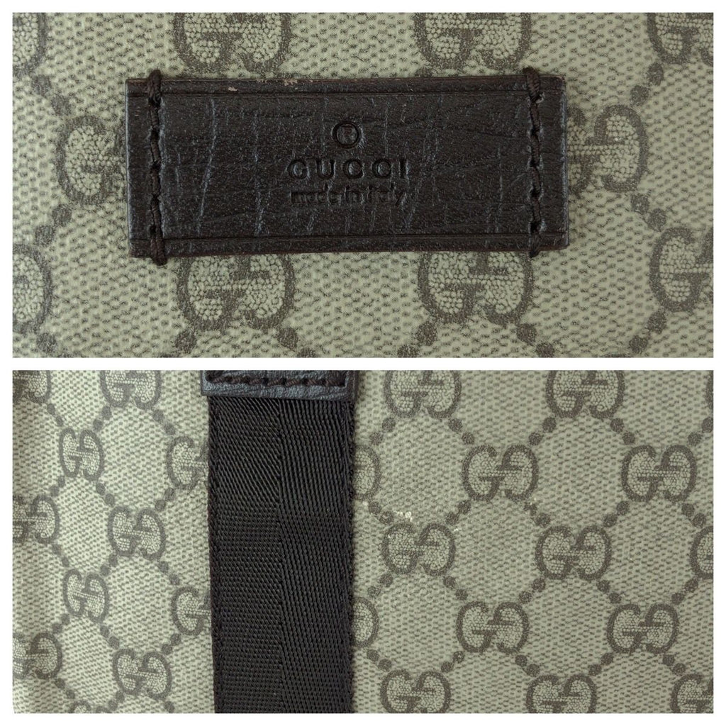 Gucci GG Pattern Khaki Dark Brown Supreme Canvas Leather Tote — view 6