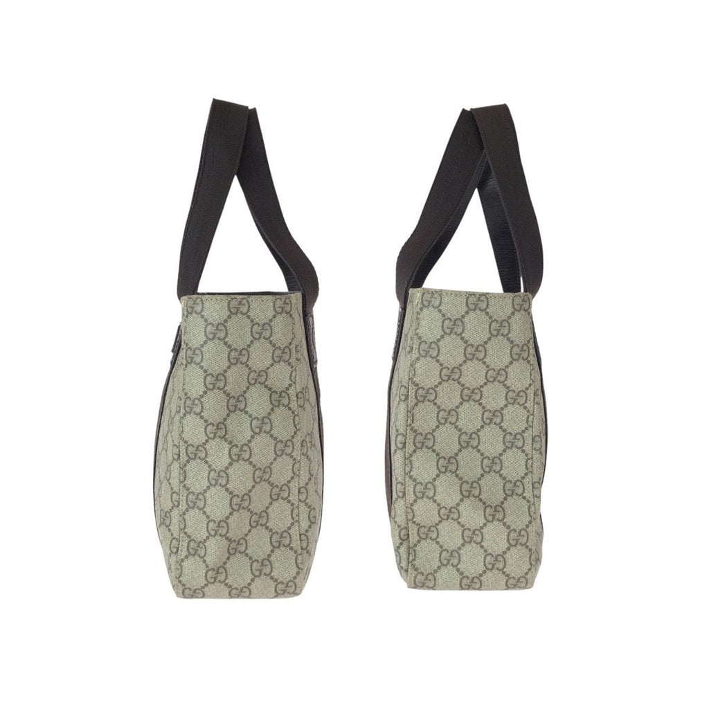 Gucci GG Pattern Khaki Dark Brown Supreme Canvas Leather Tote — view 8