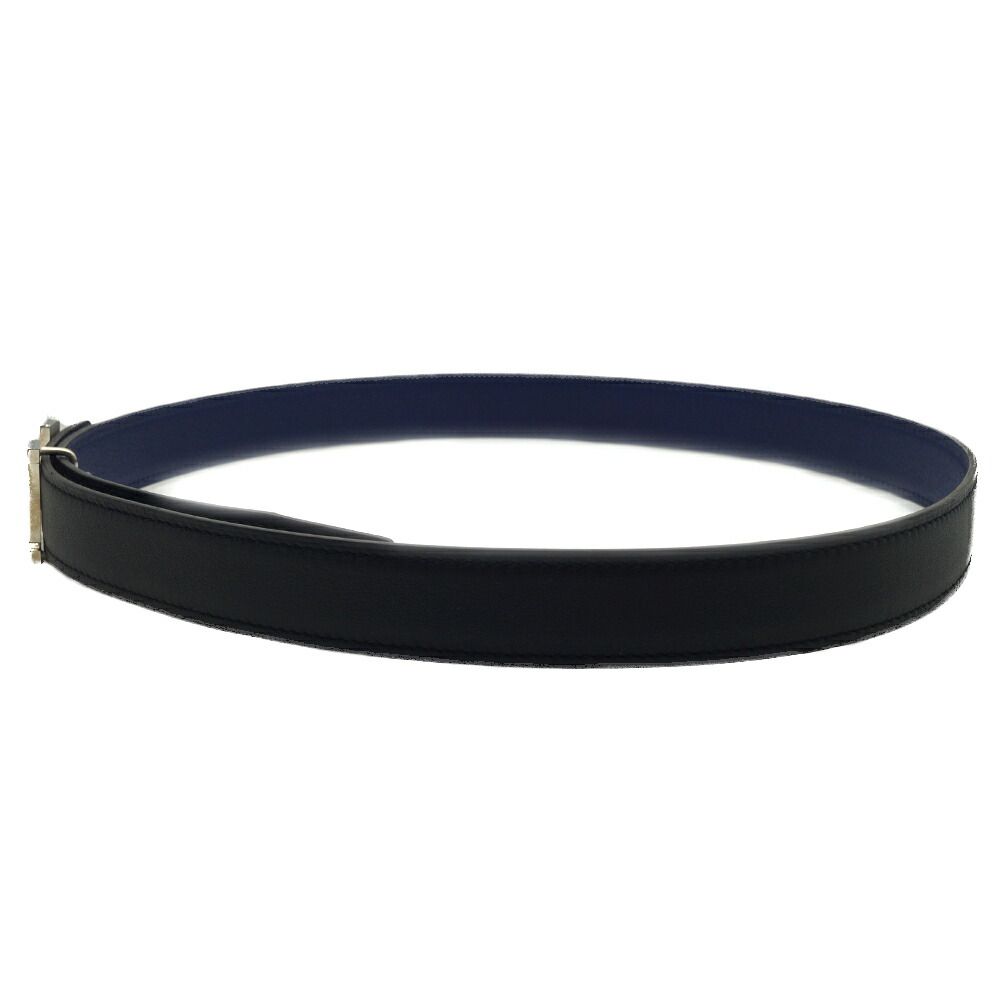 Hermes Constance Belt Logo Black Navy Silver Swift Veau — view 2