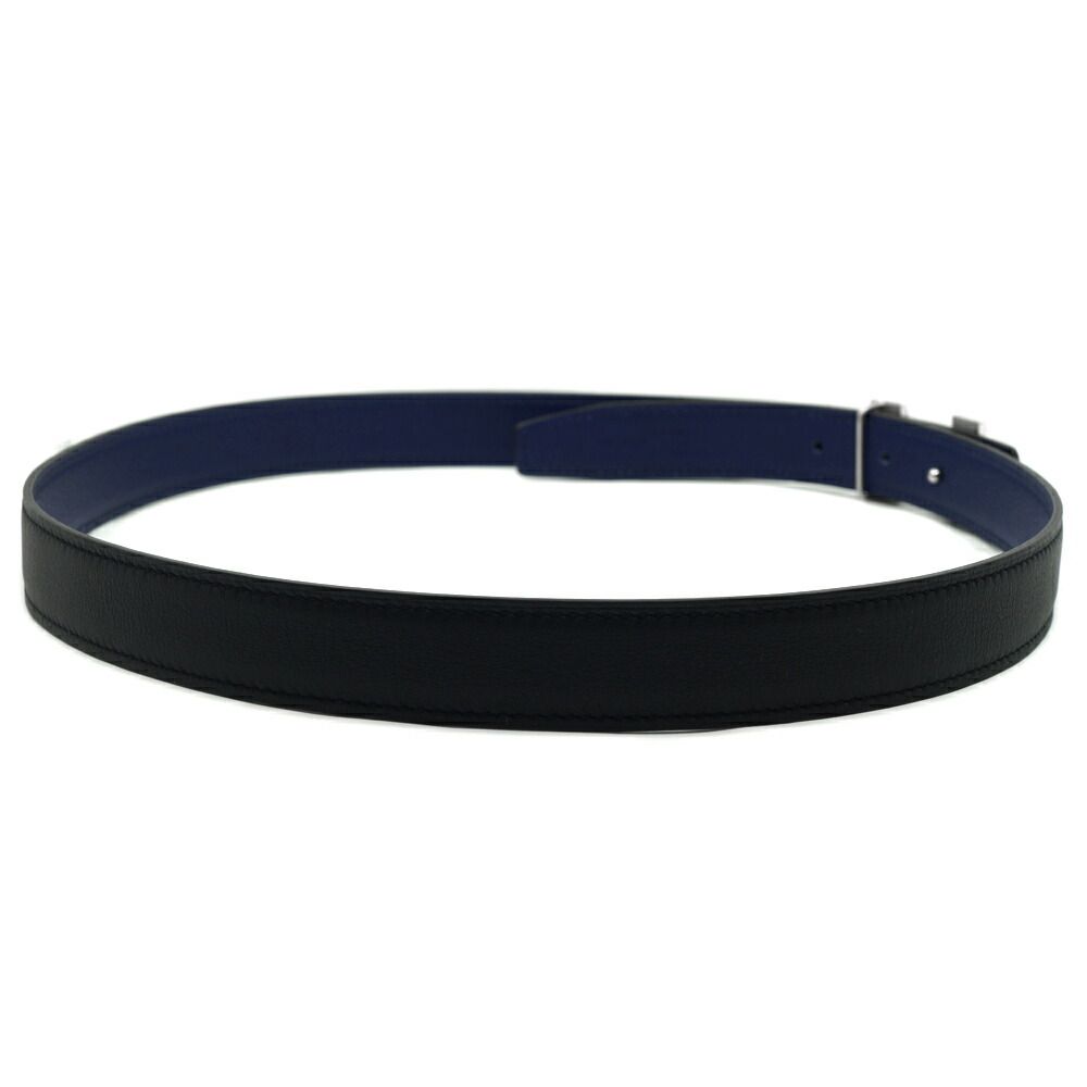 Hermes Constance Belt Logo Black Navy Silver Swift Veau — view 4