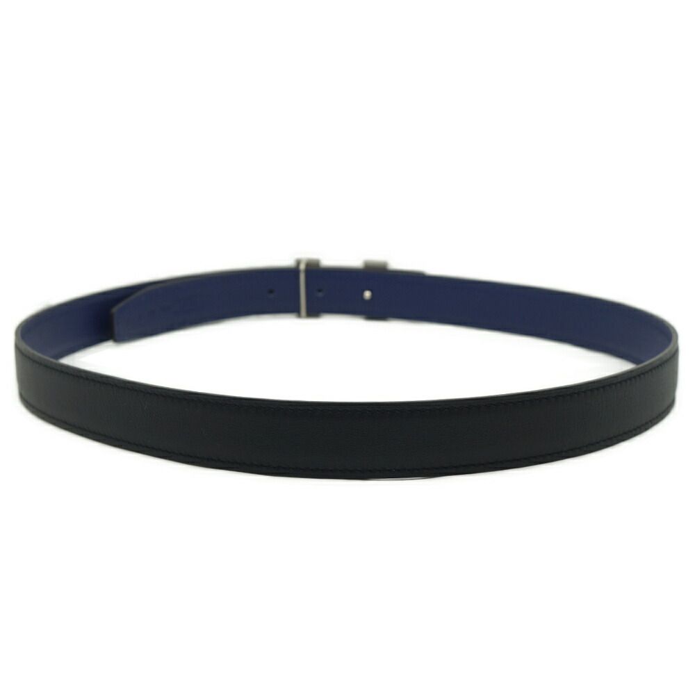 Hermes Constance Belt Logo Black Navy Silver Swift Veau — view 3