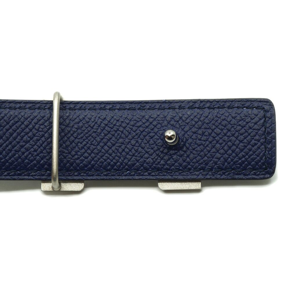 Hermes Constance Belt Logo Black Navy Silver Swift Veau — view 7
