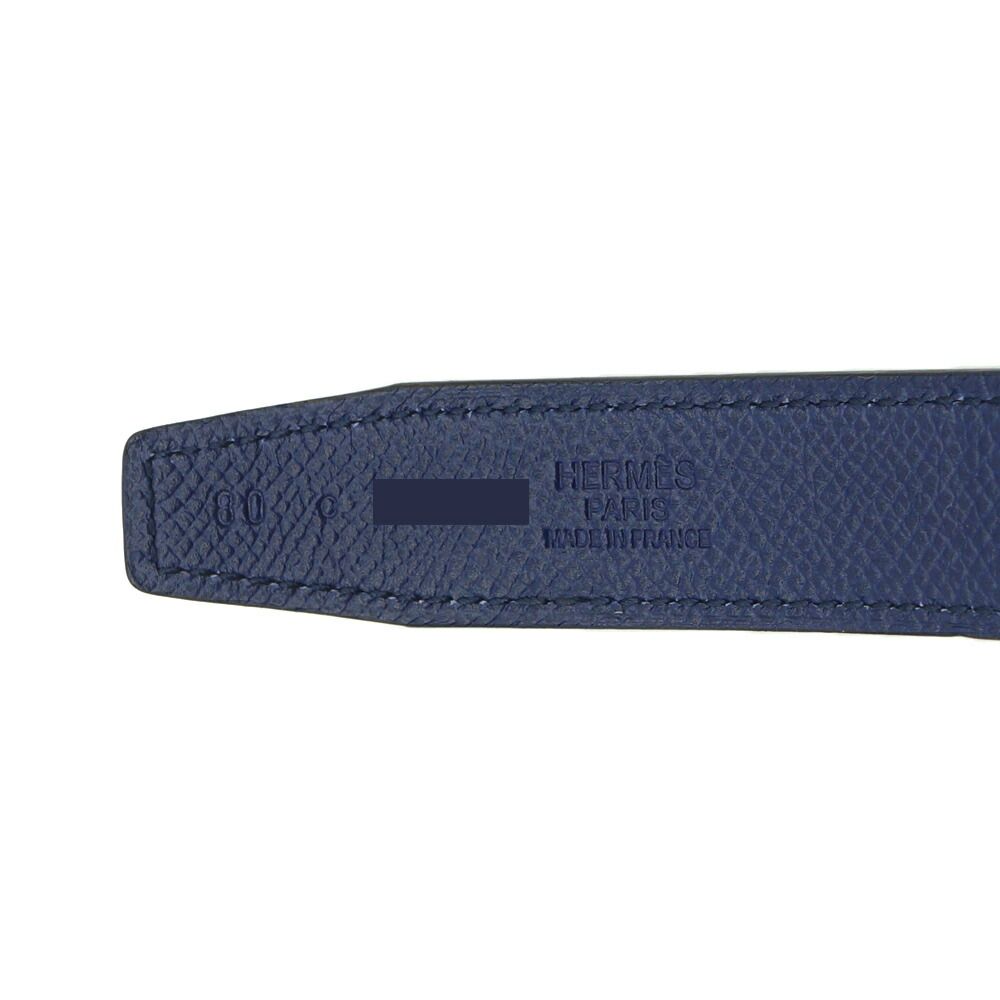 Hermes Constance Belt Logo Black Navy Silver Swift Veau — view 5