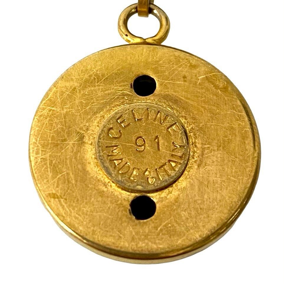 Celine Vintage Star Ball Logo Motif Chain Necklace Pendant Gold — view 3