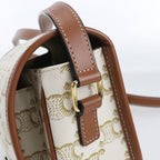 Celine Folco Triomphe Canvas Crossbody Shoulder Bag White — view 5