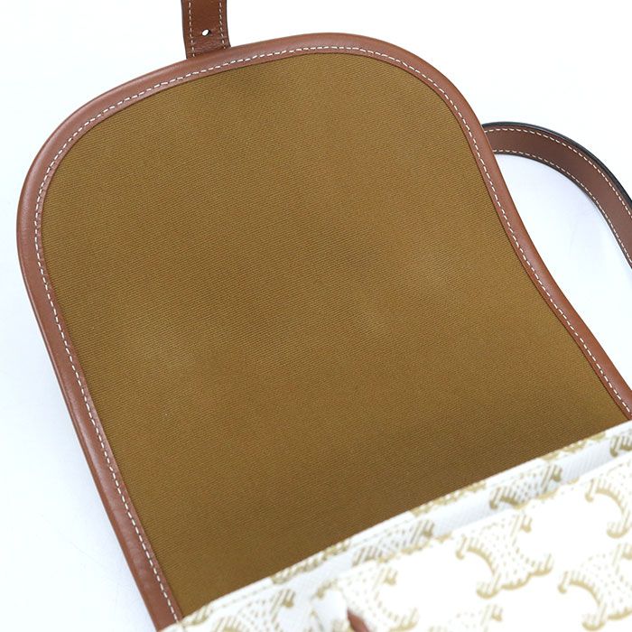 Celine Folco Triomphe Canvas Crossbody Shoulder Bag White — view 3