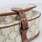 Celine Folco Triomphe Canvas Crossbody Shoulder Bag White — view 6