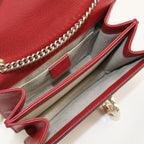 Gucci Chain Interlocking Crossbody Shoulder Bag Leather Red — view 3