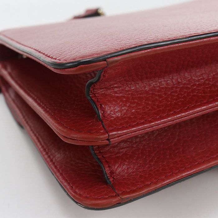 Gucci Chain Interlocking Crossbody Shoulder Bag Leather Red — view 8