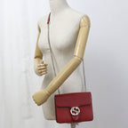 Gucci Chain Interlocking Crossbody Shoulder Bag Leather Red — view 9