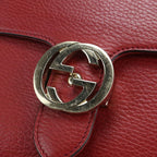 Gucci Chain Interlocking Crossbody Shoulder Bag Leather Red — view 5