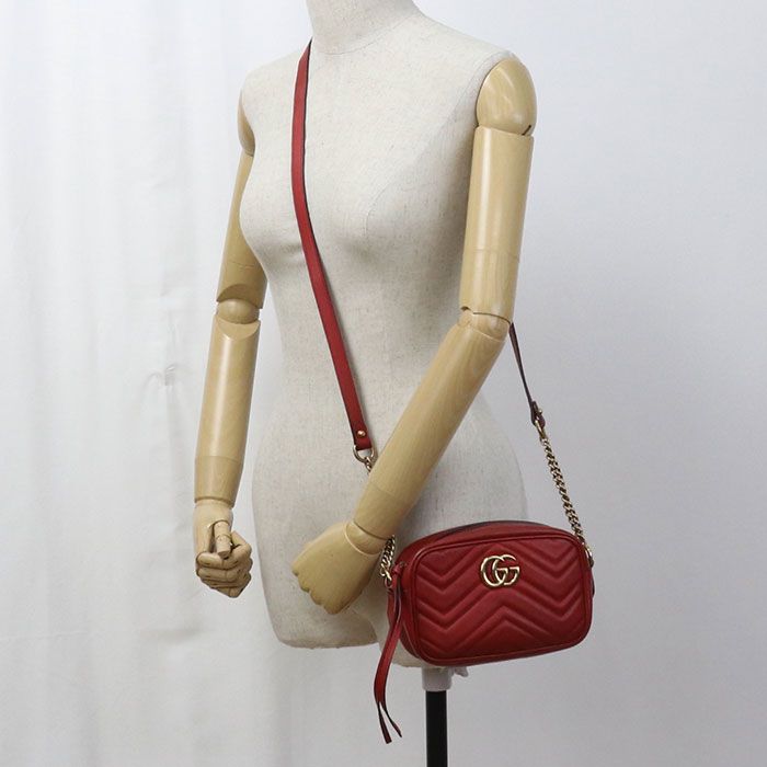 Gucci Mini Camera Bag GG Marmont Crossbody Leather Red — view 9