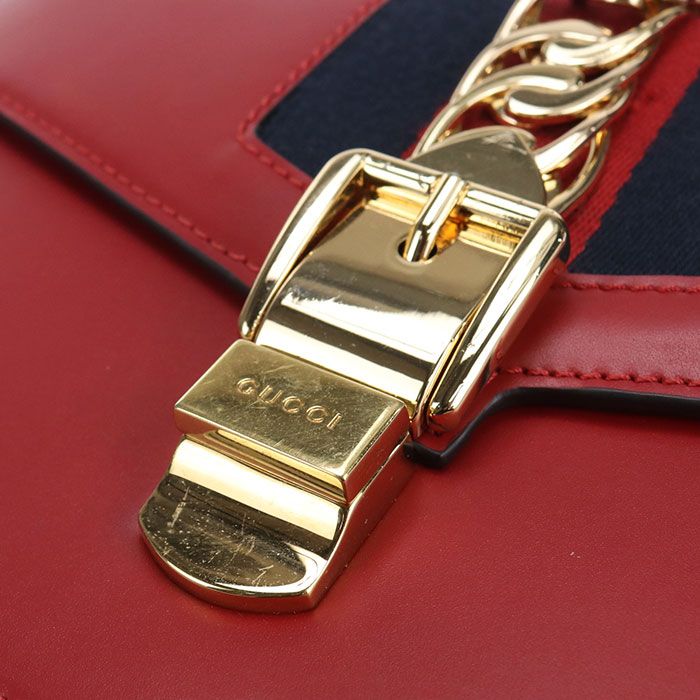 Gucci Sylvie Shoulder Bag Leather Red — view 4