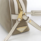 Prada Logo Jacquard Crossbody Shoulder Bag Beige — view 6