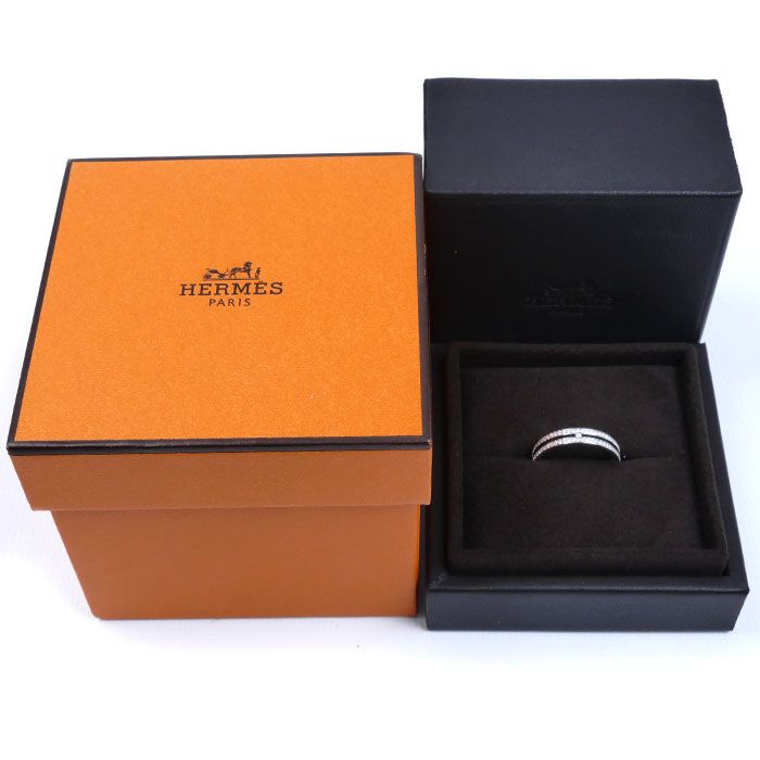 Hermes 18K White Gold Arianne PM Diamond Ring — view 9