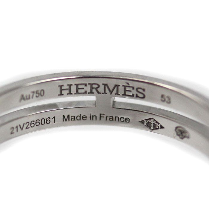 Hermes 18K White Gold Arianne PM Diamond Ring — view 6