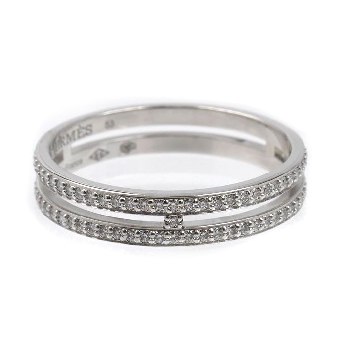 Hermes 18K White Gold Arianne PM Diamond Ring — view 4