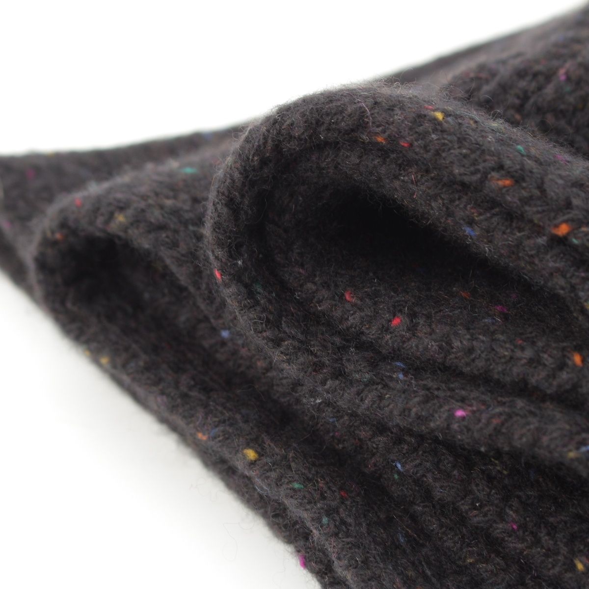 Chanel Cashmere Silk CC Logo Mixed Color Nep Knit Scarf Black — view 8