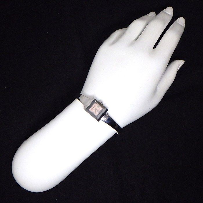 Gucci Watch Frame 128.5 Square GG Pattern Pink Shell Dial SS Quartz Movement — view 9