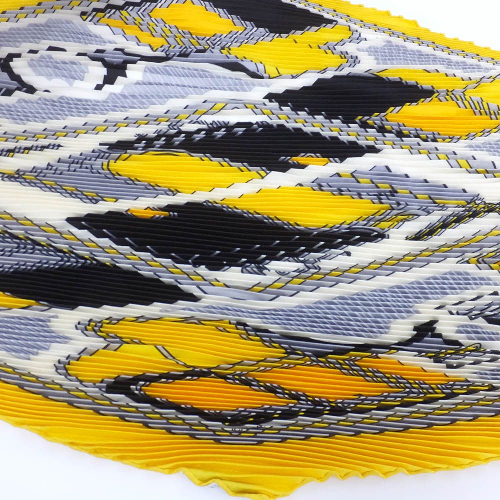 Hermes Carre Plisee Yellow Silk Pliss Scarf — view 6