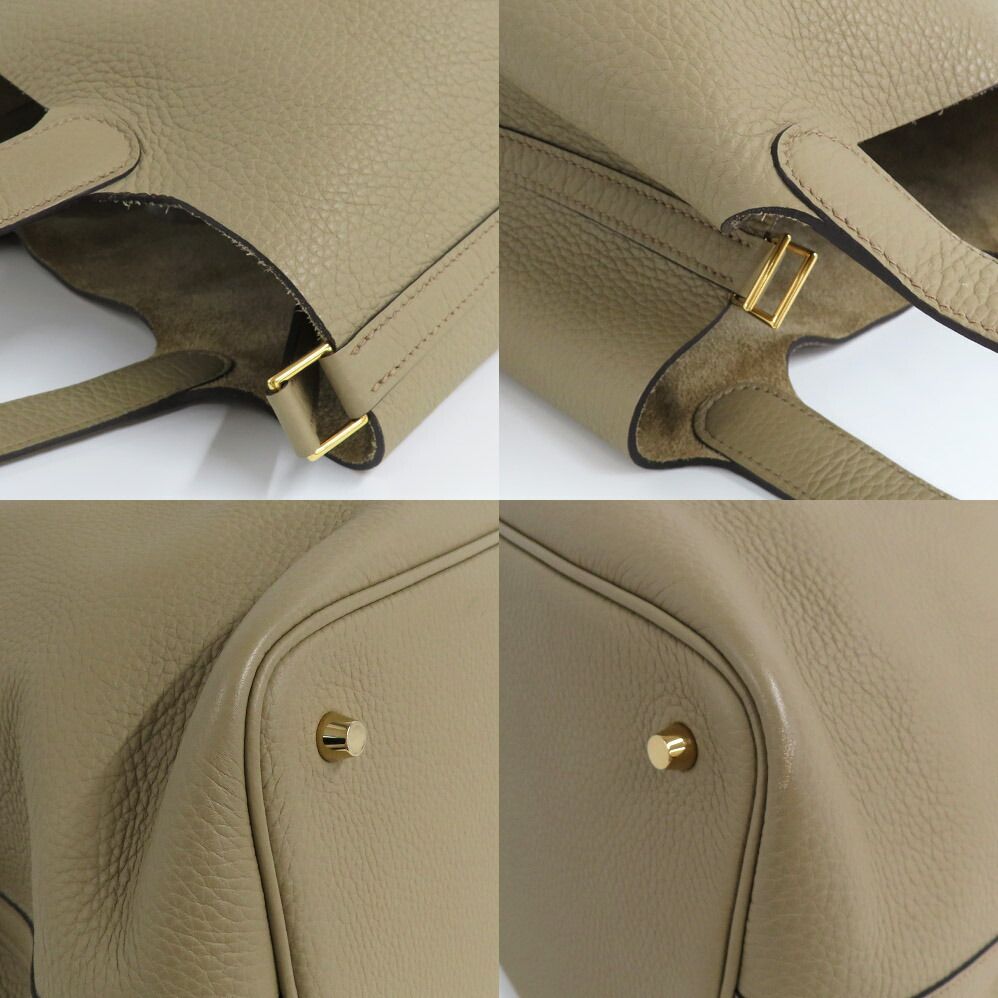 Hermes Picotin Lock MM 22 Beige Marfa Taurillon Clemence Gold Handbag — view 9