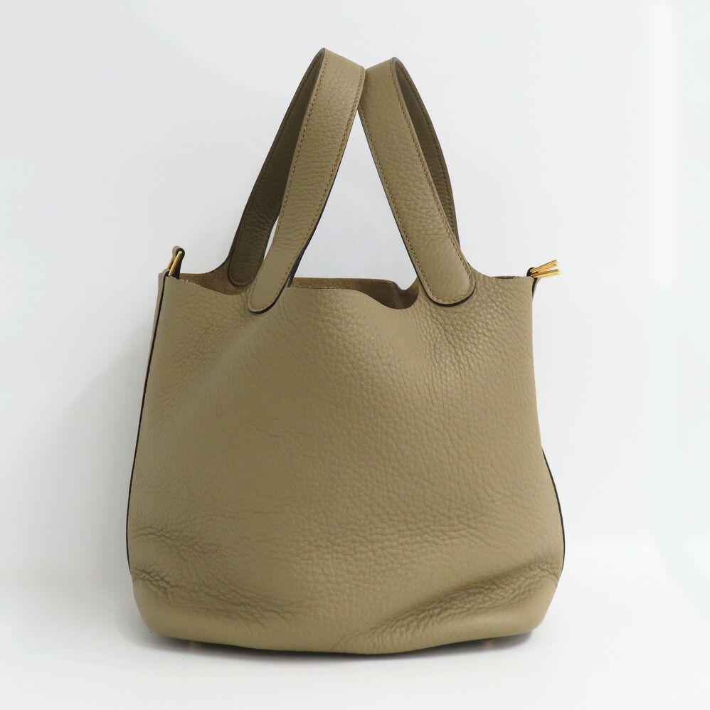 Hermes Picotin Lock MM 22 Beige Marfa Taurillon Clemence Gold Handbag — view 2
