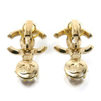 Chanel CC Logo Rhinestone Faux Pearl Earrings — view 3