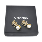Chanel CC Logo Rhinestone Faux Pearl Earrings — view 6