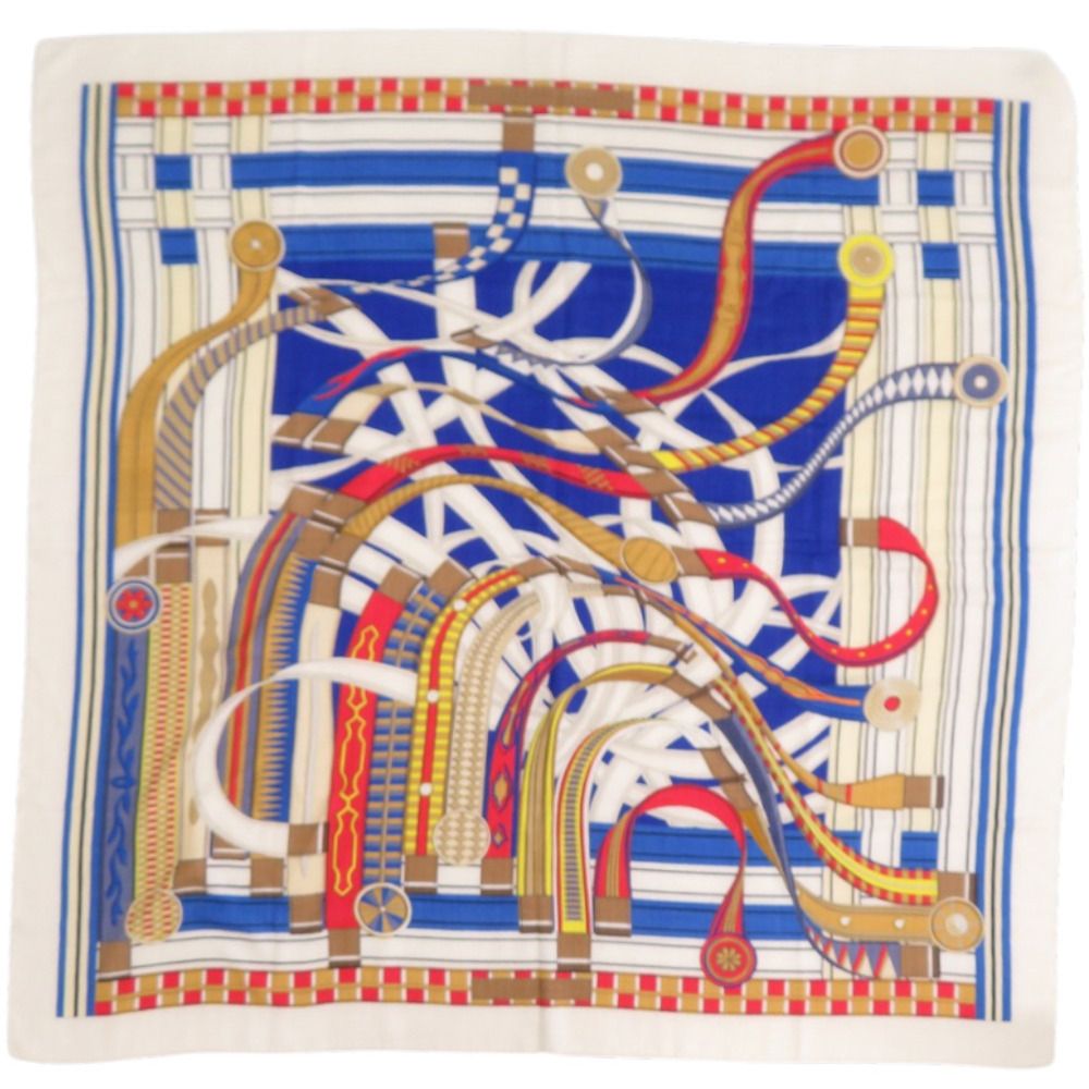 Hermes Carre 140 Geant Volt Epi Louette Cashmere Silk White Scarf — view 3