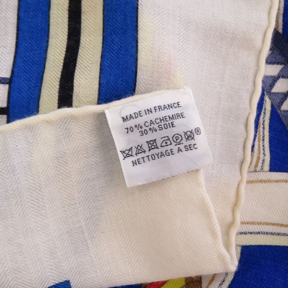 Hermes Carre 140 Geant Volt Epi Louette Cashmere Silk White Scarf — view 4
