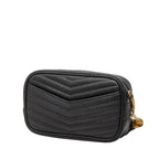 Saint Laurent YSL Logo Tassel Chain Shoulder Bag Black Leather — view 2