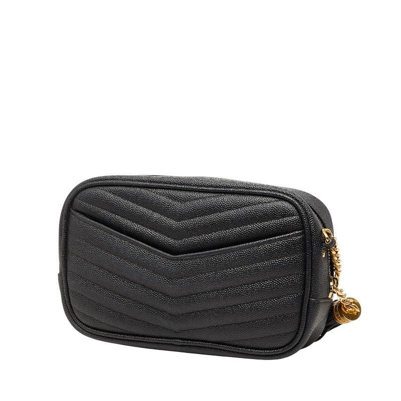 Saint Laurent YSL Logo Tassel Chain Shoulder Bag Black Leather — view 2