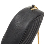 Saint Laurent YSL Logo Tassel Chain Shoulder Bag Black Leather — view 4
