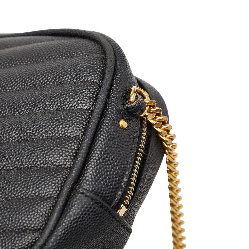 Saint Laurent YSL Logo Tassel Chain Shoulder Bag Black Leather — view 6