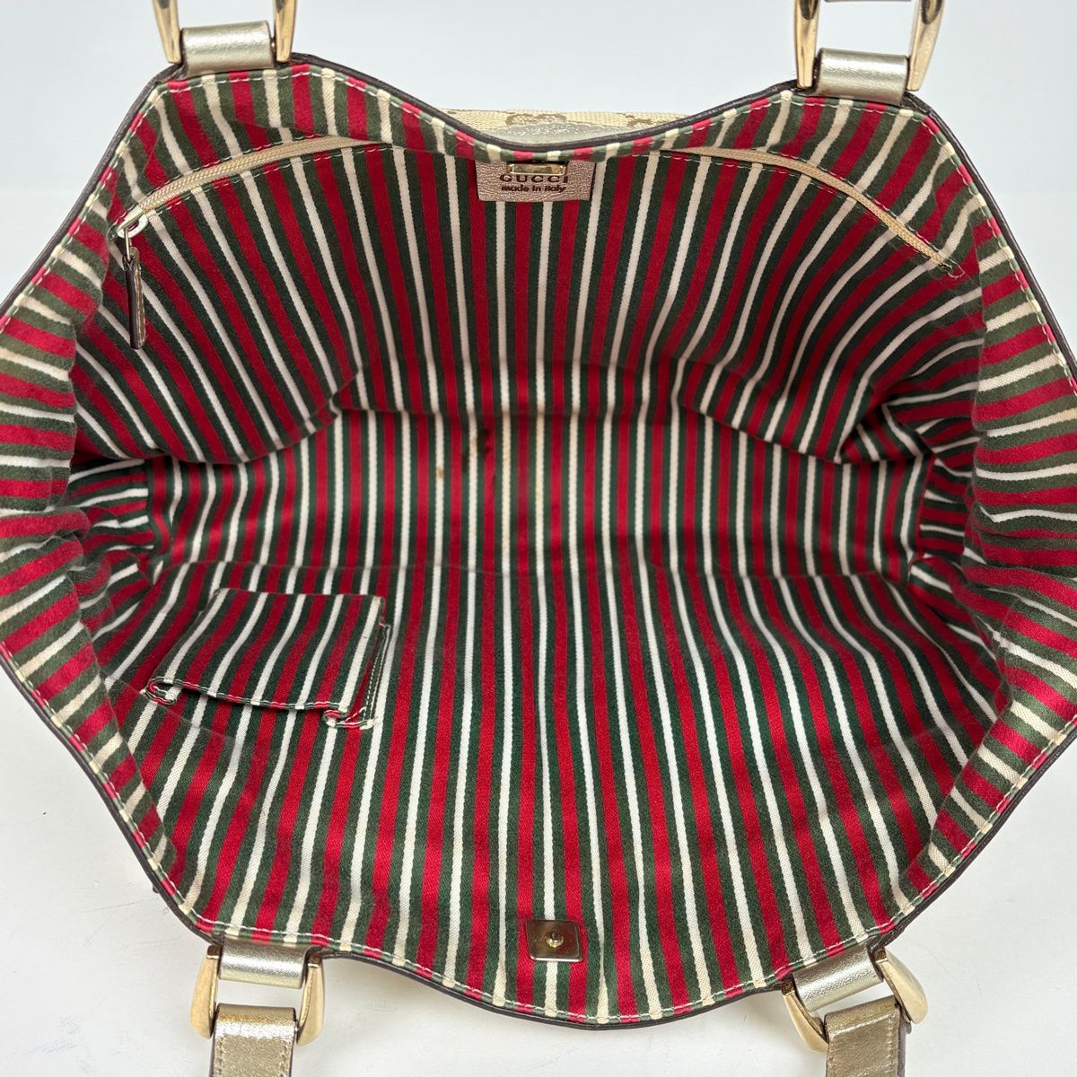 Gucci GG Pattern Tote Shoulder Bag Canvas Beige Gold — view 9