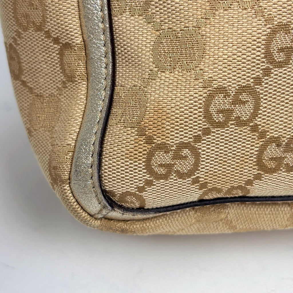 Gucci GG Pattern Tote Shoulder Bag Canvas Beige Gold — view 3