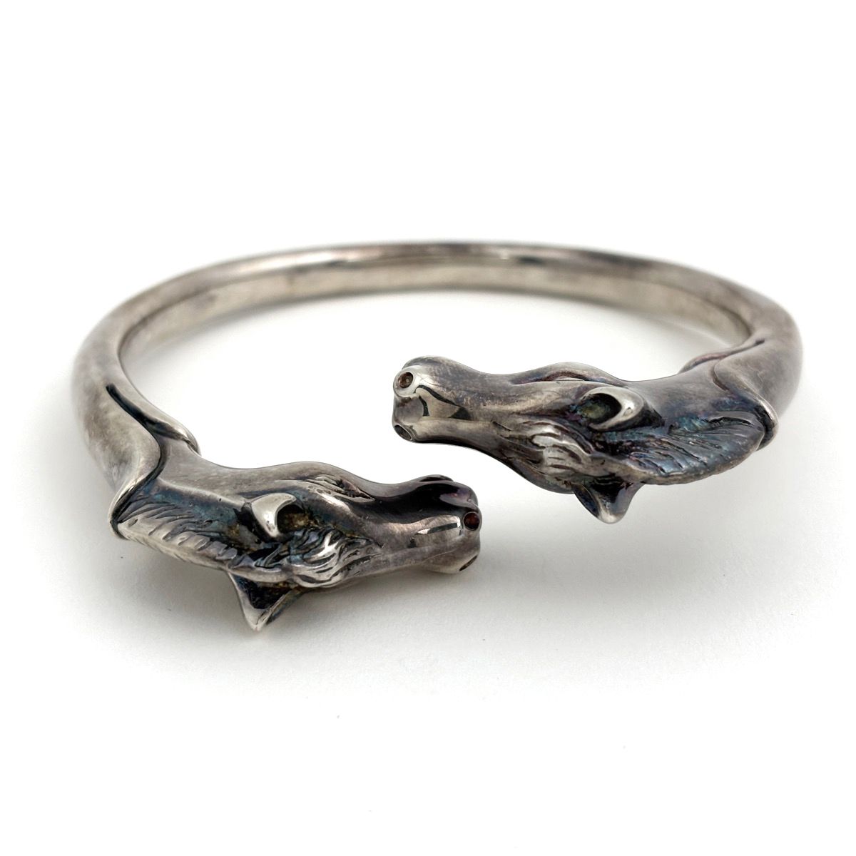 Hermes Chevalhos Bangle Horse Motif Bracelet Metal Silver — view 3