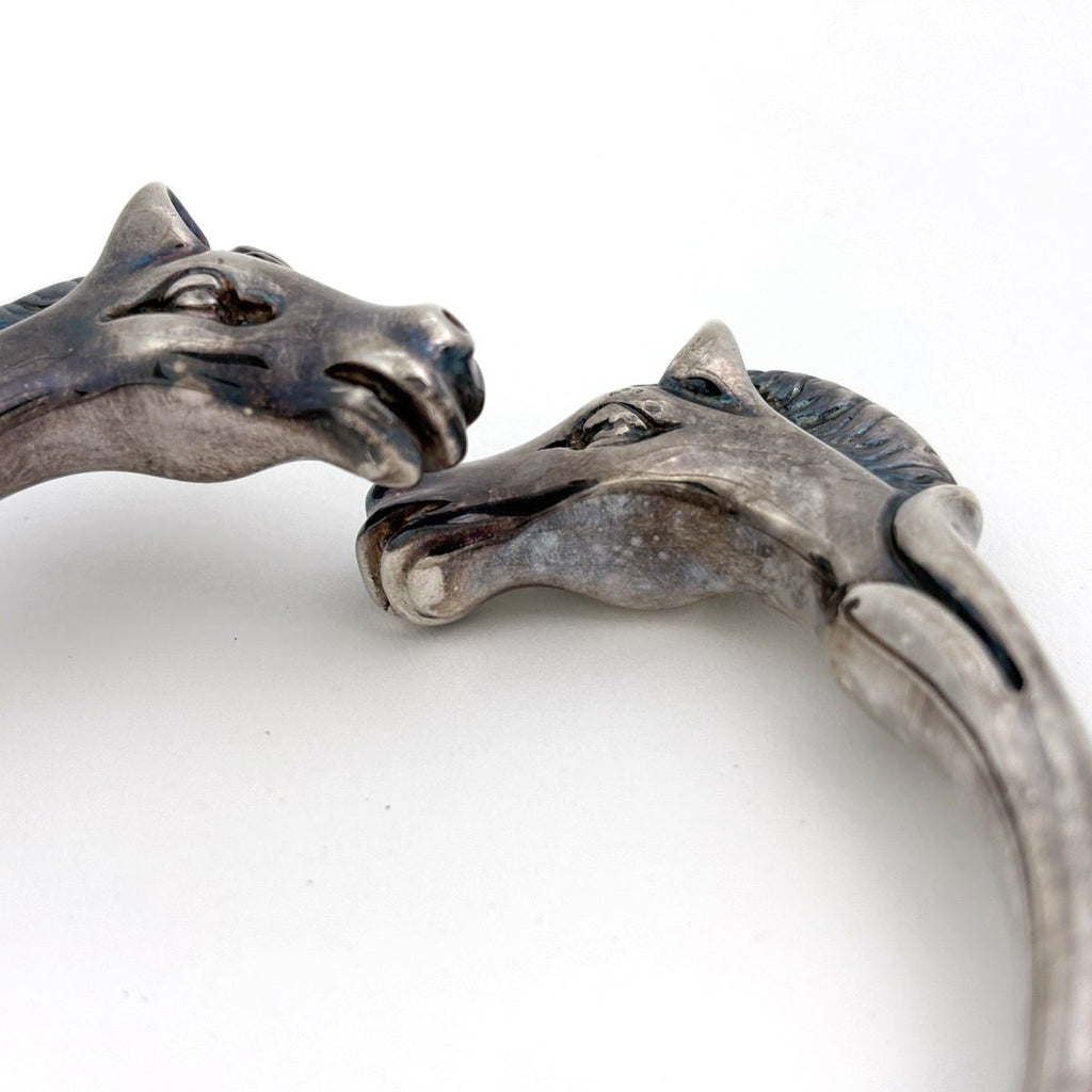 Hermes Chevalhos Bangle Horse Motif Bracelet Metal Silver — view 5