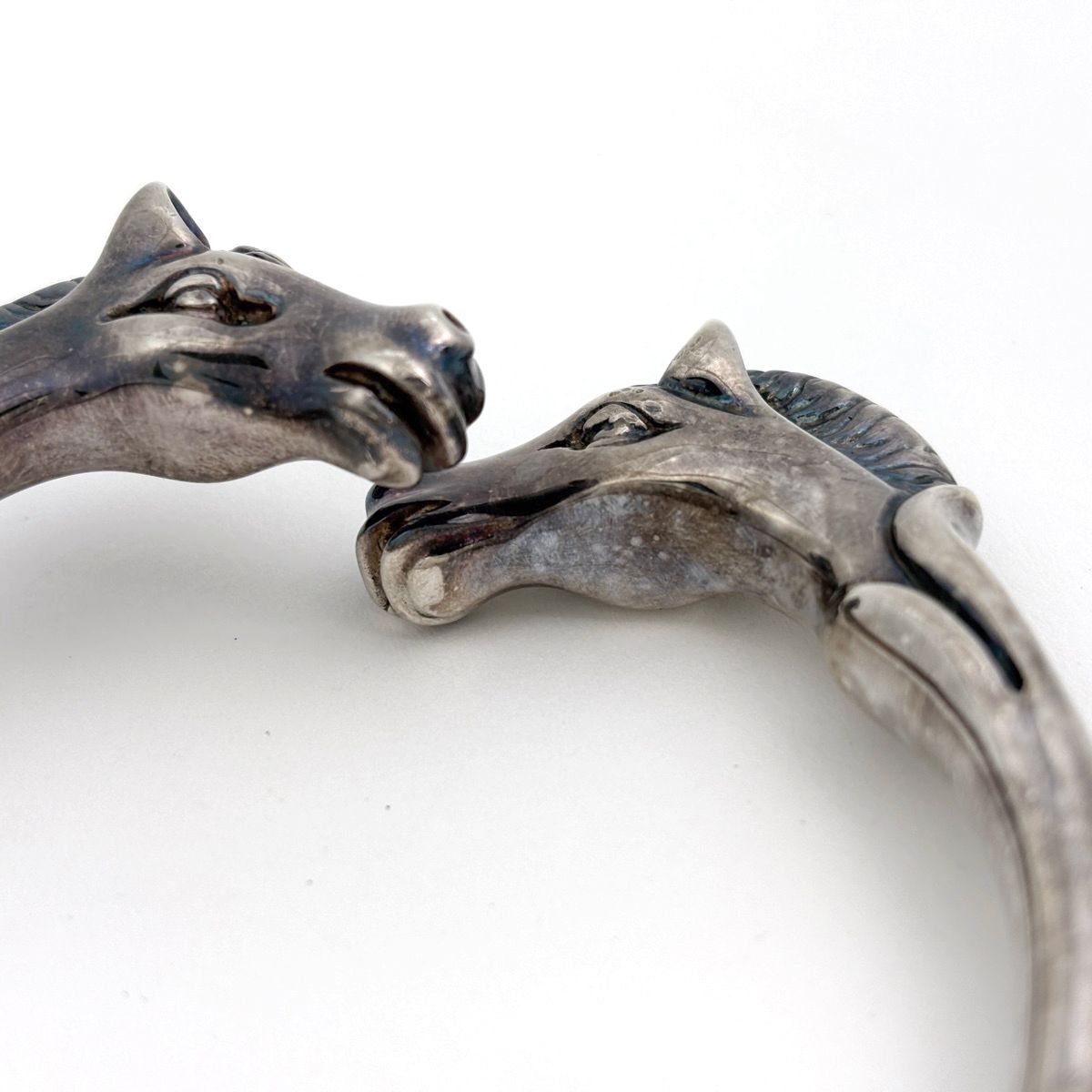 Hermes Chevalhos Bangle Horse Motif Bracelet Metal Silver — view 5