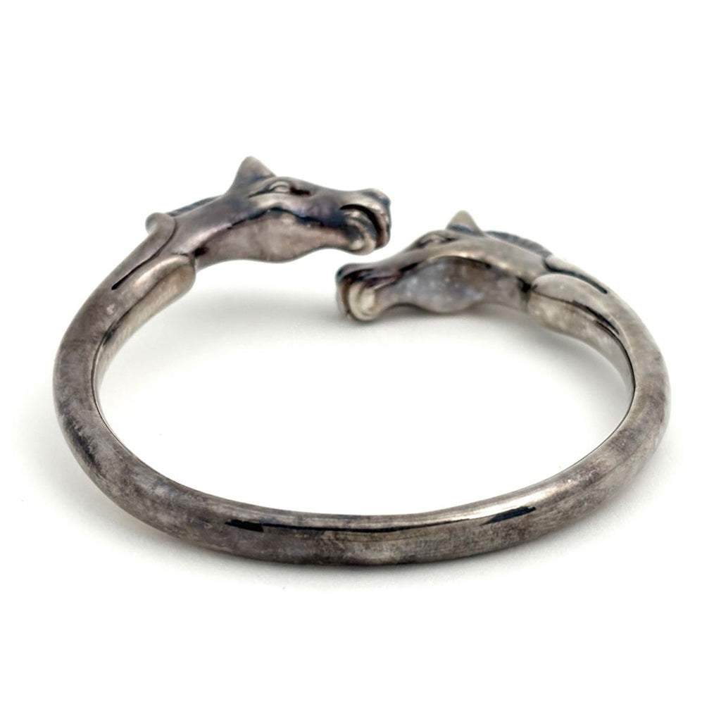 Hermes Chevalhos Bangle Horse Motif Bracelet Metal Silver — view 4
