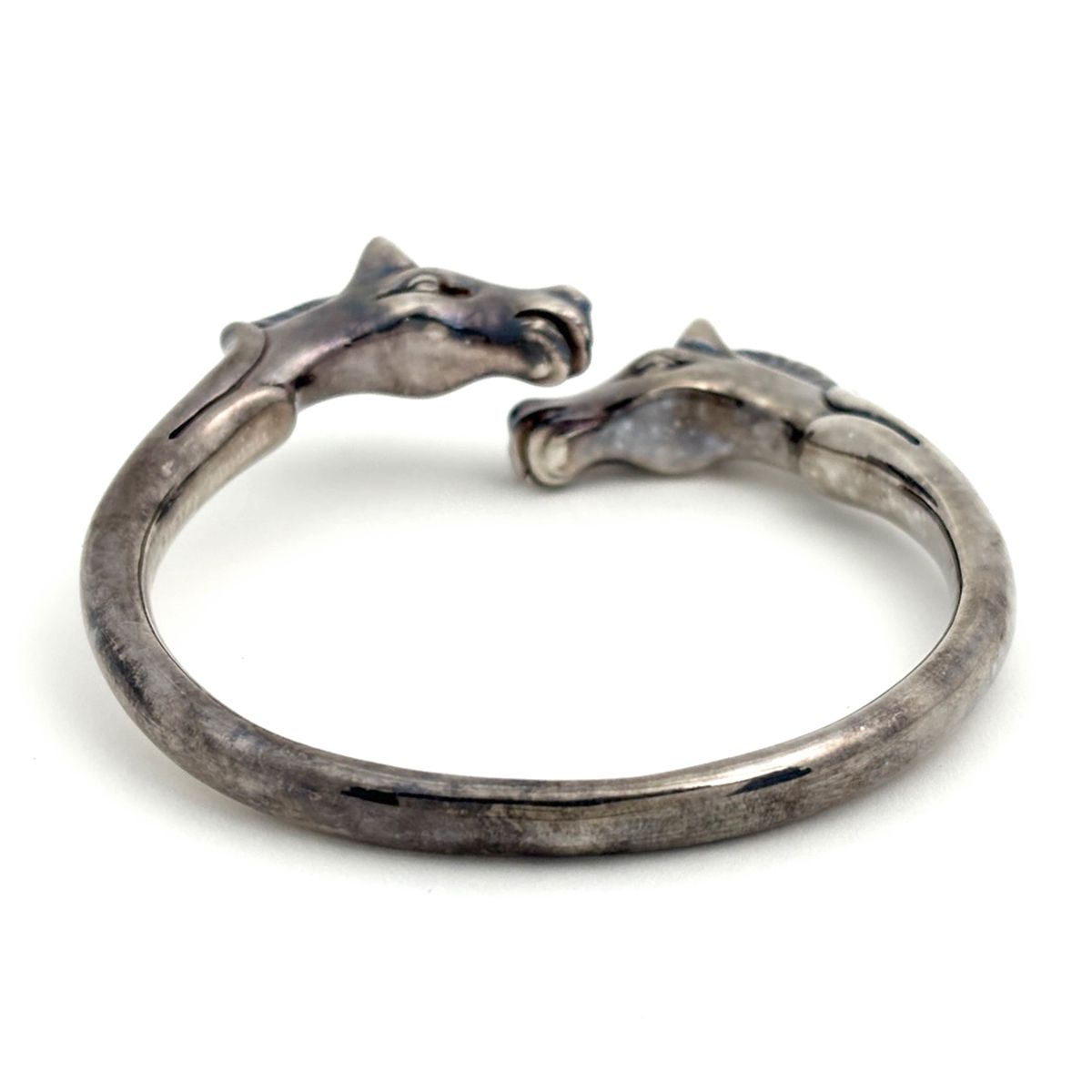 Hermes Chevalhos Bangle Horse Motif Bracelet Metal Silver — view 4